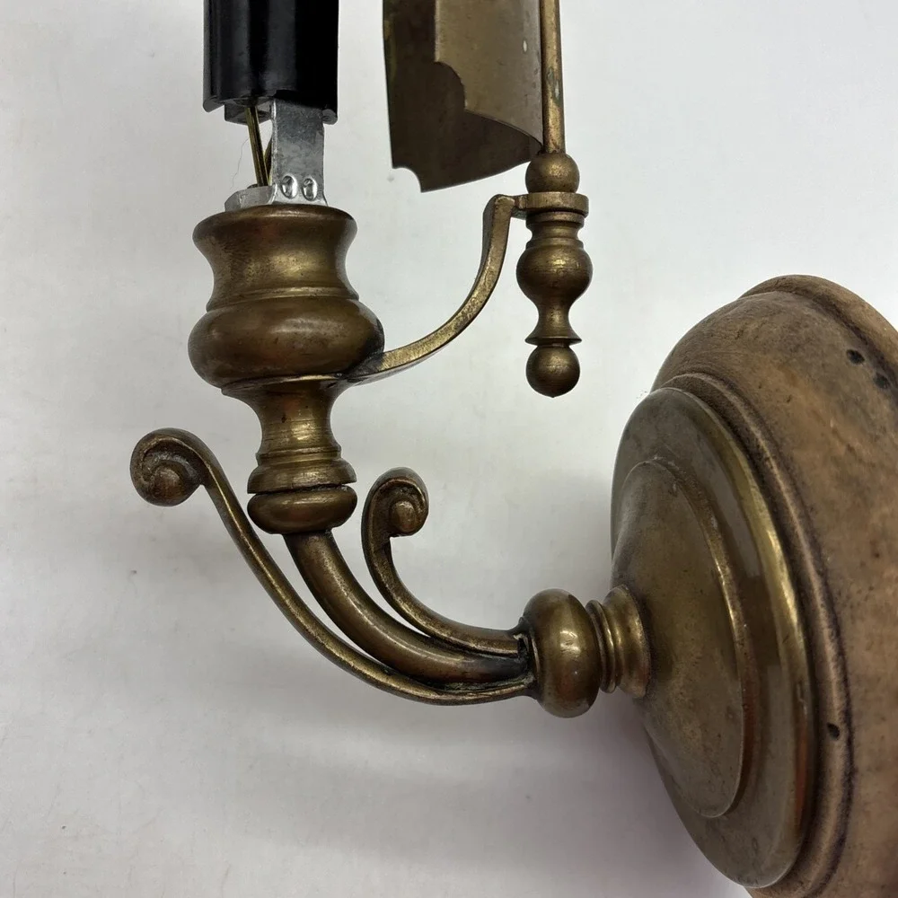 vintage brass wall sconce with a backplate italy Electric
